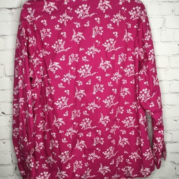 Woman Within Pink Floral Long Sleeve Button Up Shirt Size L 18/20 - Picture 6 of 15